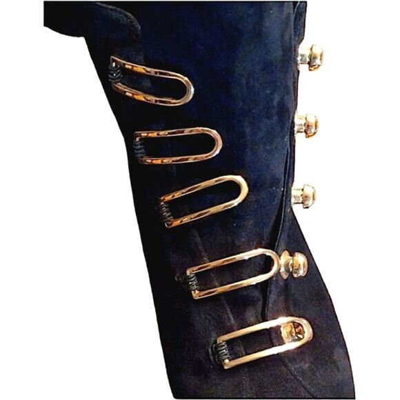 STELLA LUNA NWOB Suede Ankle Boots w/Gold Turn-Lock Buckle, Size US 9 / 39.5 - Picture 6 of 12